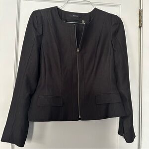 Tahari Black/Gray Tailored Women's Blazer with Zip Cuffs
